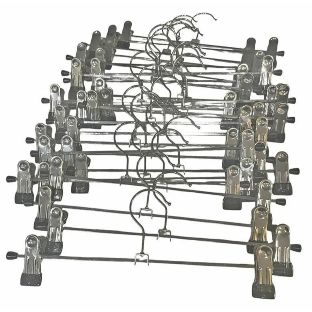 HWAJAN Metal Hangers w/Clips 50 Pack Adjustable Non-Slip for Clothing Heavy Duty